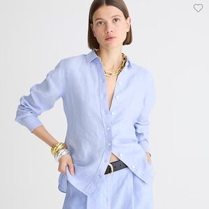 NWOT Baird McNutt Irish linen by J. Crew blue button down Size 0 Slim